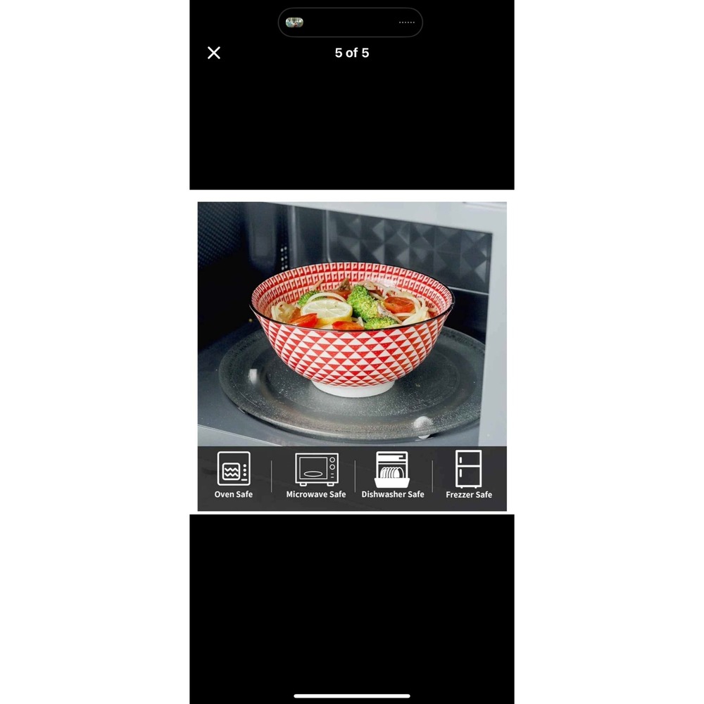 Oven Safe Bowl Microwave‎ Dishwasher Freezer Safe Red White Patterned Set of 6